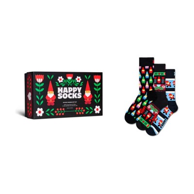 чорапи,мъжки,чорапи,дамски,чорапи,happy,socks,holiday,gnoms,gift,set,socks,3,pairs,black,(multicolor)