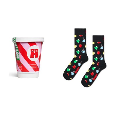 чорапи,мъжки,чорапи,дамски,чорапи,happy,socks,hot,chocolate,gift,set,crew,socks,black,(multicolor)
