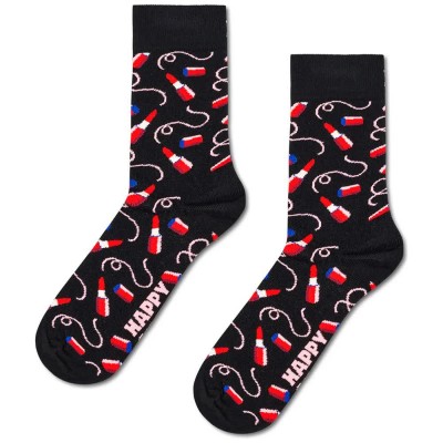 чорапи,мъжки,чорапи,дамски,чорапи,happy,socks,lipstick,short,crew,socks,black,(multicolor)