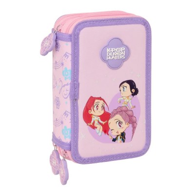 ученически,принадлежности,safta,k,pop,demon,hunters,triple,pencil,case,37,pieces,pink,(multicolor)