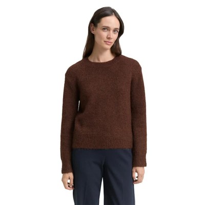 блуза,мъжки,пуловери,дамски,пуловери,tom,tailor,1049144,sweater,brown,(dark,pecan,brown,melange)