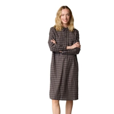 рокля,дамски,поли,и,рокли,redgreen,dessa,long,sleeve,dress,brown,(navy,check)