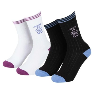 чорапи,мъжки,чорапи,дамски,чорапи,santa,cruz,flower,stripe,crew,socks,2,pairs,black,&,white