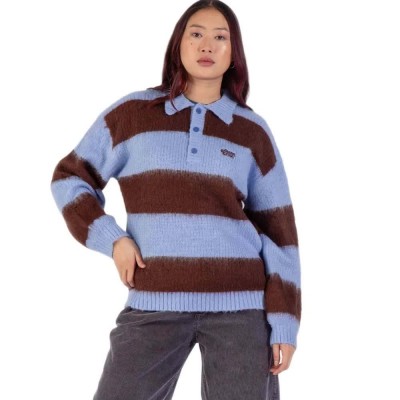 блуза,мъжки,пуловери,дамски,пуловери,santa,cruz,groovy,stack,knit,sweater,blue,brown,stripe