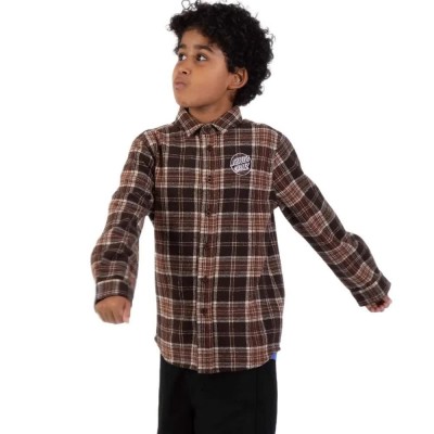 юношеска,карирана,риза,дамски,ризи,мъжки,ризи,santa,cruz,youth,chopper,long,sleeve,shirt,brown,check