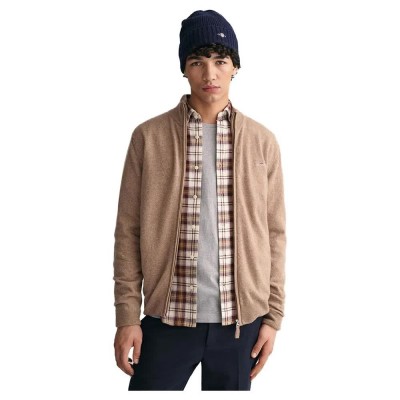 блуза,мъжки,пуловери,дамски,пуловери,gant,superfine,lambswool,full,zip,sweater,refurbished,brown,(dark,sand,melange)
