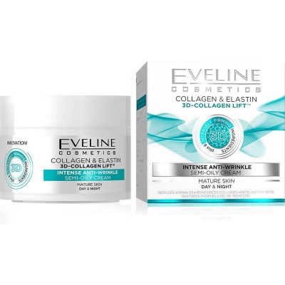специфични,козметични,продукти,eveline,3d,lift,collagen,anti,wrinkle,day&night,50ml,facial,cream,clear