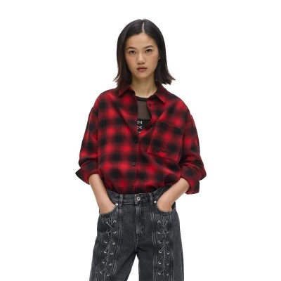 карирана,риза,мъжки,якета,дамски,якета,и,палта,karl,lagerfeld,jeans,b3w11032,overshirt,red,(black,red,shadow,check)