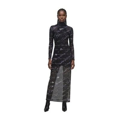 рокля,дамски,поли,и,рокли,karl,lagerfeld,jeans,b4w13037,long,sleeve,long,dress,black,(glow,aop)