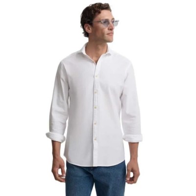 риза,с,дълъг,ръкав,дамски,ризи,мъжки,ризи,silbon,logo,textured,casual,long,sleeve,shirt,white,(white)