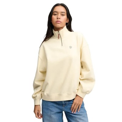 блуза,дамски,блузи,superdry,luxe,casual,half,zip,sweatshirt,yellow,(natural,cream)