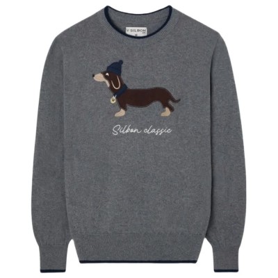 блуза,мъжки,пуловери,дамски,пуловери,silbon,dog,sweater,grey,(grey)