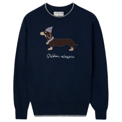 блуза,мъжки,пуловери,дамски,пуловери,silbon,dog,sweater,blue,(navy,blue)