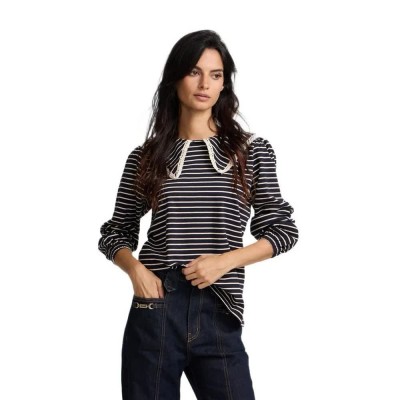 тениска,мъжки,тениски,дамски,тениски,silbon,peter,pan,collar,striped,long,sleeve,t,shirt,blue,(navy,blue)