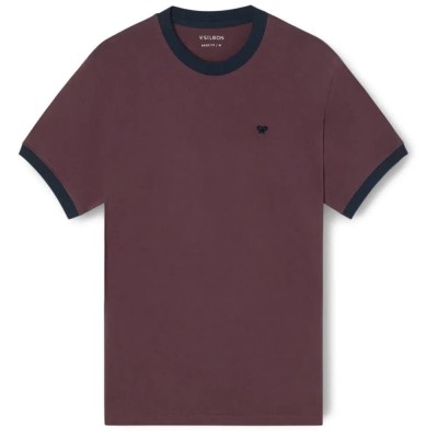 тениска,мъжки,тениски,дамски,тениски,silbon,ribbed,contrast,terry,short,sleeve,t,shirt,purple,(bordeaux)