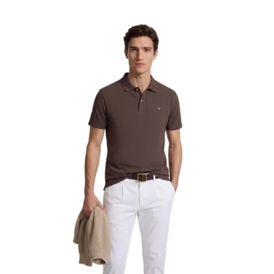 дамски,блузи,с,яка,мъжки,блузи,с,яка,silbon,short,sleeve,polo,brown,(brown)