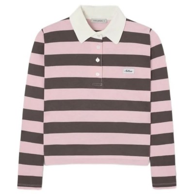 дамски,блузи,с,яка,мъжки,блузи,с,яка,silbon,striped,long,sleeve,polo,pink,(pink,brown)