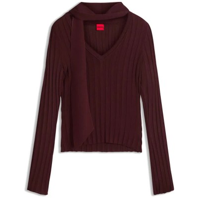 блуза,мъжки,пуловери,дамски,пуловери,hugo,selodina,10281990,red,sweater,brown,(brown,overflow)