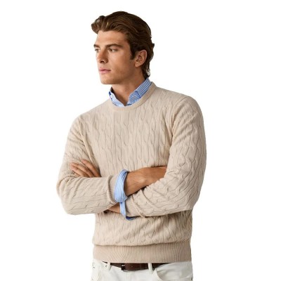 блуза,мъжки,пуловери,дамски,пуловери,hackett,lambswool,cable,crew,sweater,beige,(natural,beige)
