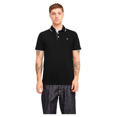 дамски,блузи,с,яка,мъжки,блузи,с,яка,jack,&,jones,epaulos,short,sleeve,polo,refurbished,black,(black)