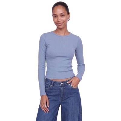 тениска,мъжки,тениски,дамски,тениски,jjxx,freya,rib,long,sleeve,t,shirt,blue,(faded,denim)
