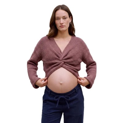 блуза,мъжки,пуловери,дамски,пуловери,mamalicious,svala,maternity,v,neck,sweater,purple,(rose,taupe,melange)