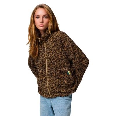 яке,мъжки,якета,дамски,якета,и,палта,pieces,katty,teddy,jacket,brown,(tannin,leopard)