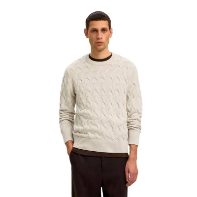 блуза,мъжки,пуловери,дамски,пуловери,selected,carlos,sweater,white,(silver,birch,melange)