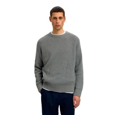 блуза,мъжки,пуловери,дамски,пуловери,selected,braun,relaxed,fit,sweater,grey,(medium,grey,melange)