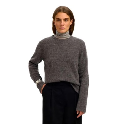 блуза,мъжки,пуловери,дамски,пуловери,selected,lulu,new,sweater,grey,(medium,grey,melange)