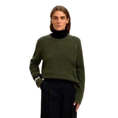 блуза,мъжки,пуловери,дамски,пуловери,selected,lulu,new,sweater,green,(kalamata,melange)