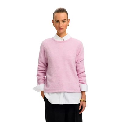 блуза,мъжки,пуловери,дамски,пуловери,selected,lulu,new,sweater,pink,(winsome,orchid,melange)