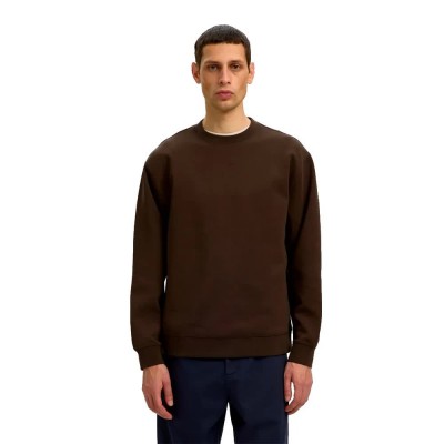 блуза,мъжки,пуловери,selected,tom,soft,sweatshirt,brown,(delicioso)