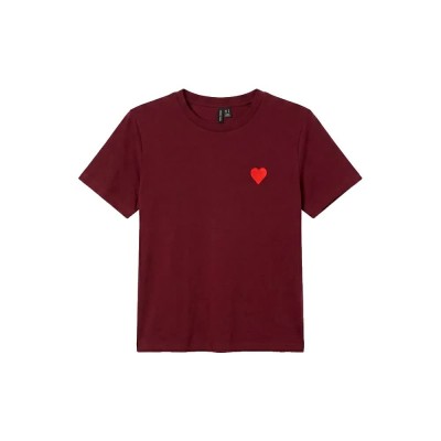 тениска,мъжки,тениски,дамски,тениски,vero,moda,paulina,short,sleeve,t,shirt,red,(windsor,wine,red,heart)