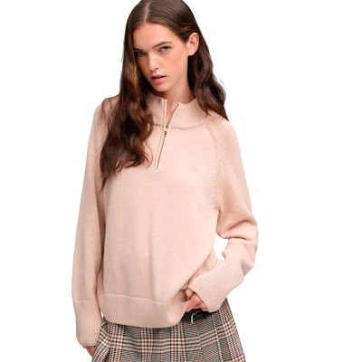 блуза,мъжки,пуловери,дамски,пуловери,superdry,washed,classic,half,zip,sweater,pink,(rose,dust)