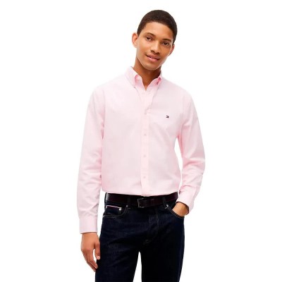 риза,с,дълъг,ръкав,дамски,ризи,мъжки,ризи,tommy,hilfiger,flex,solid,regular,fit,long,sleeve,shirt,pink,(pink)