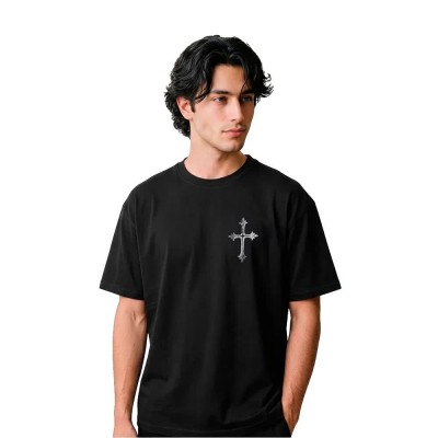 тениска,мъжки,тениски,дамски,тениски,mister,tee,vintage,pray,cross,oversize,short,sleeve,t,shirt,black,(black)