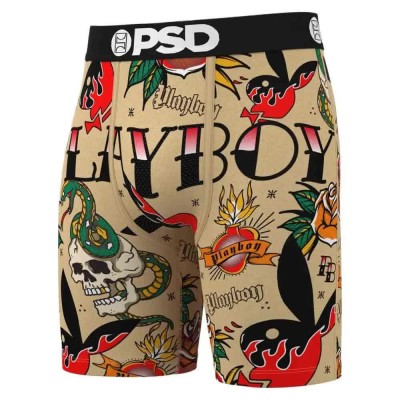 боксерки,мъжко,бельо,psd,playboy,inked,boxers,beige,(beige,red,black)