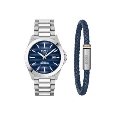 часовник,часовници,boss,giftset,strike,41mm,5atm,quartz,analogical,watch,silver,(blue,blue,mineral)