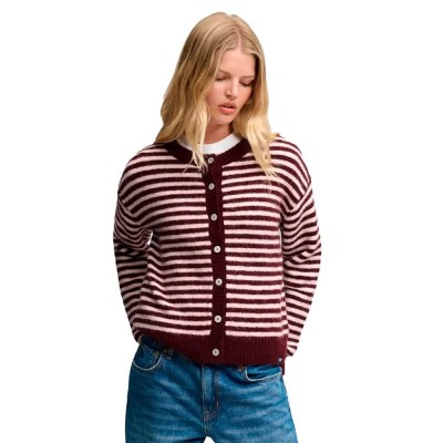 жилетка,мъжки,пуловери,дамски,пуловери,superdry,brushed,knit,striped,cardigan,red,(port,red,pale,pink,stripe)