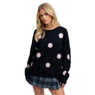 блуза,мъжки,пуловери,дамски,пуловери,superdry,brushed,polka,dot,sweater,black,(navy,pale,pink)