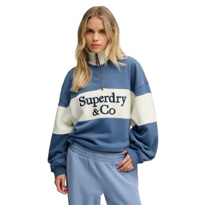 блуза,дамски,блузи,superdry,company,logo,half,zip,sweatshirt,blue,(vintage,indigo)