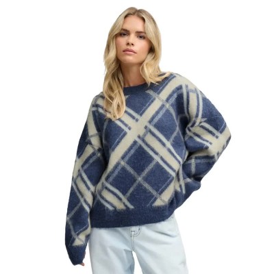 блуза,мъжки,пуловери,дамски,пуловери,superdry,slouchy,brushed,check,sweater,blue,(navy,beige,check)