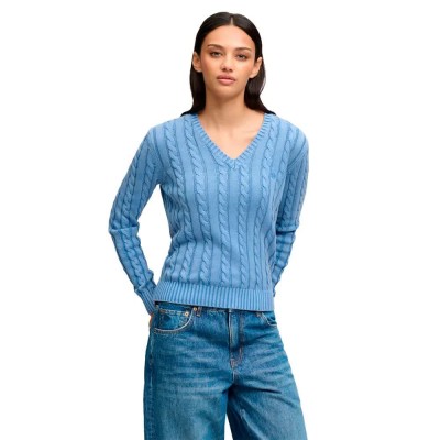 блуза,мъжки,пуловери,дамски,пуловери,superdry,washed,cable,jumper,v,neck,sweater,blue,(blue,fog,marl)