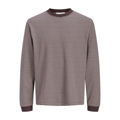 тениска,мъжки,тениски,дамски,тениски,jack,&,jones,barron,stripe,long,sleeve,t,shirt,brown,(chocolate,torte)