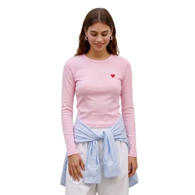 тениска,мъжки,тениски,дамски,тениски,vero,moda,chloe,long,sleeve,t,shirt,pink,(roseate,spoonbill,red,heart,embroidery)