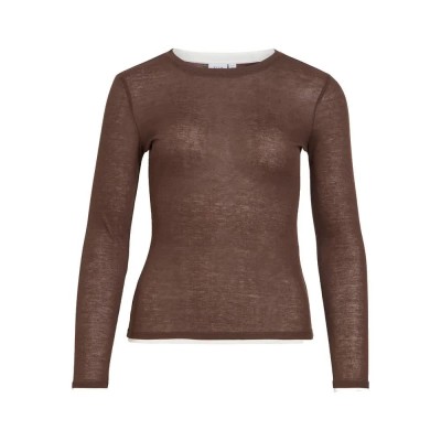 тениска,мъжки,тениски,дамски,тениски,vila,elianne,long,sleeve,t,shirt,brown,(coffee,bean,snow,white)