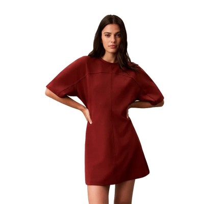 рокля,дамски,поли,и,рокли,calvin,klein,jeans,lv047h236g,short,sleeve,short,dress,red,(fired,brick)