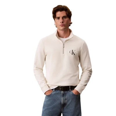 блуза,мъжки,пуловери,calvin,klein,jeans,lv04rg280g,half,zip,sweatshirt,white,(tofu)