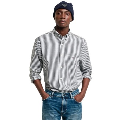 риза,с,дълъг,ръкав,дамски,ризи,мъжки,ризи,gant,reg,stripe,long,sleeve,shirt,refurbished,grey,(black)